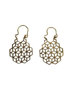 Gold Honeycomb Drop Earrings - Women's Jewelry